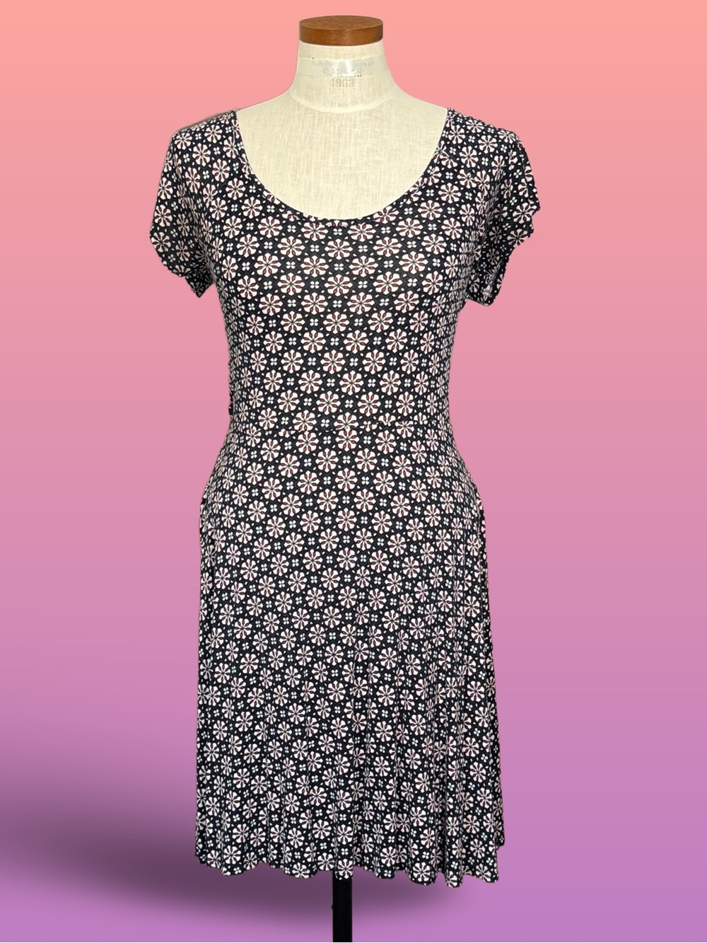 Vintage 90s Dharma Imports Stretchy Ditsy Floral Skater Swing Dress Sz S/M